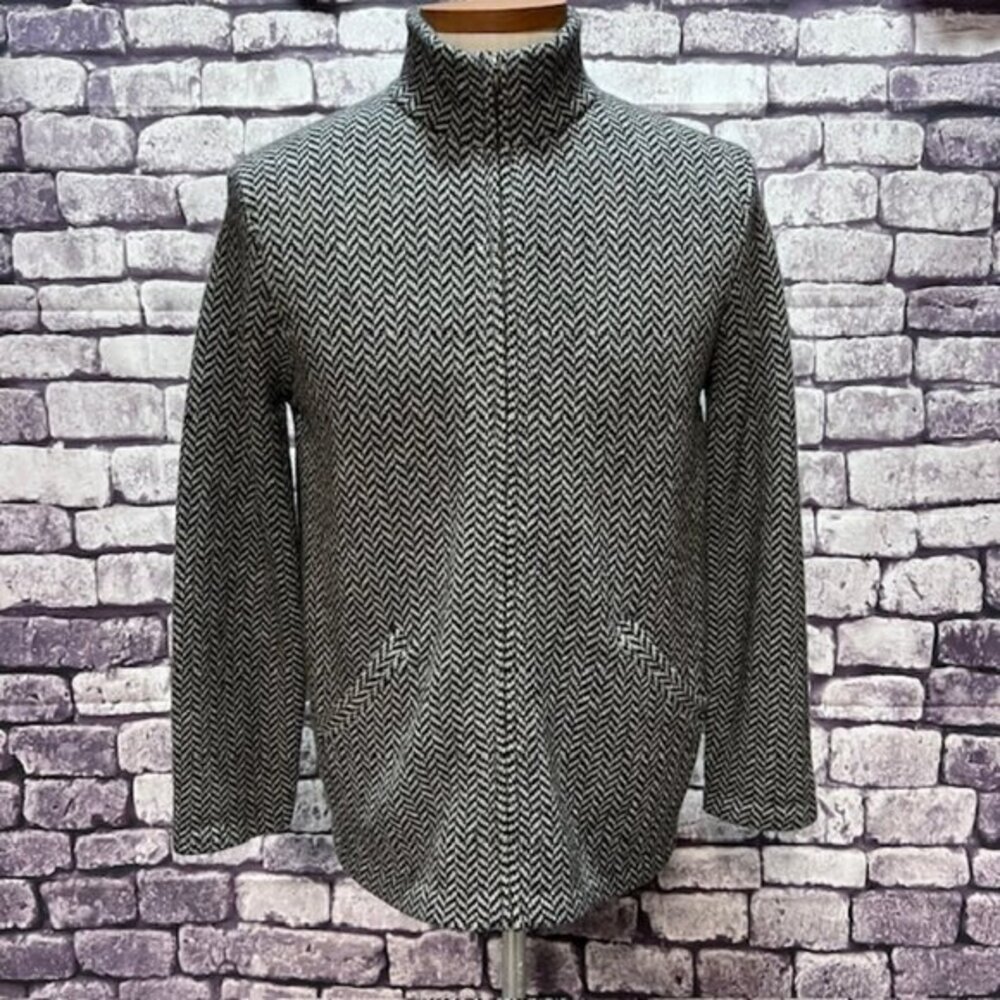 Lauren Ralph Lauren Black & Gray Wool Sweater Jacket Size L